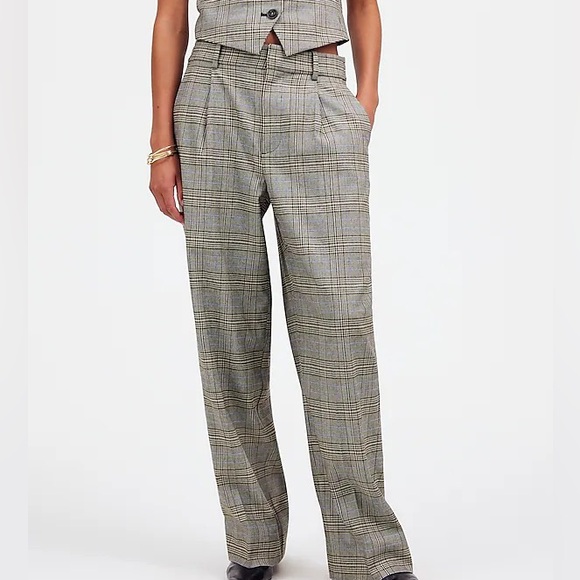 Madewell Slouchy Straight Pants in Yarn-Dyed Plaid in coper plaid - Picture 4 of 12